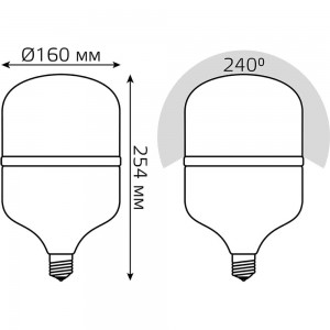 Лампа Gauss Elementary T160 55W 5250lm 6500K E27/E40 Promo LED 1/12 60436