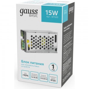 Блок питания Gauss Basic 12V 15W IP20 1/200 BT500