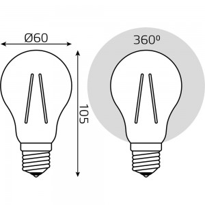 Лампа Gauss Filament А60 18W 1600lm 2700К Е27 LED 1/10/40 102902118