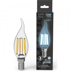 Светодиодная лампа Gauss Filament Свеча на ветру 13W 1150lm 4100К Е14 LED 104801213