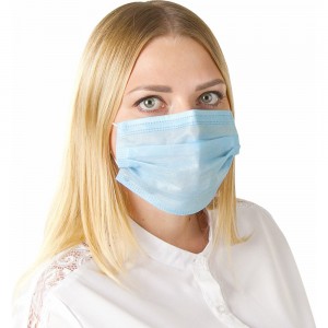 Одноразовая медицинская маска ГЕКСА комплект 100 шт, короб, 3-х слойный фильтр мельтблаун, голубая 630294