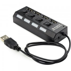 Концентратор Gembird USB 2.0 с подсветкой и выключателем, 4 порта, блистер UHB-U2P4-02