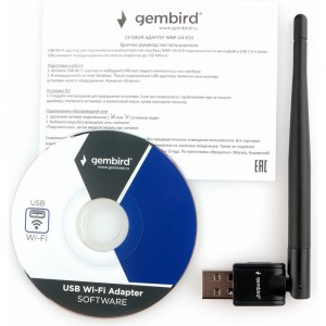 Сетевой адаптер WiFi Gembird 150 Мбит, USB, 802.11b/g/n, WNP-UA-010