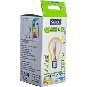 Светодиодная лампа General Lighting Systems FIL A60S-13W-E27-2700 645900