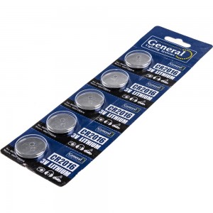 Батарейка General Lighting Systems GBAT-CR2016 кнопочная литиевая 5pcs/card (Рас.0) 800566
