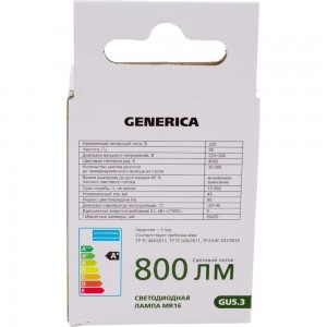 Светодиодная лампа GENERICA MR16 софит 8Вт 230В 4000К GU5.3 LL-MR16-08-230-40-GU5-G