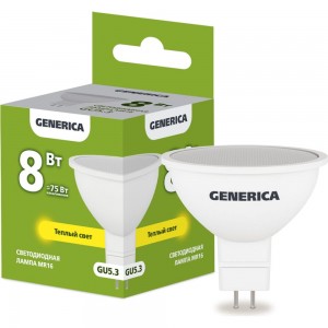 Светодиодная лампа GENERICA MR16 софит 8Вт 230В 3000К GU5.3 LL-MR16-08-230-30-GU5-G