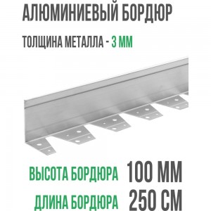 Алюминиевый бордюр ГеоПластБорд 100 мм, длина 2500 мм АЛ2500.100к