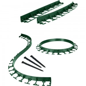 Садовый пластиковый бордюр ГеоПластБорд высота 45 мм, 8 метров + 24 колышка, зелёный GPB45.08.24.Gr