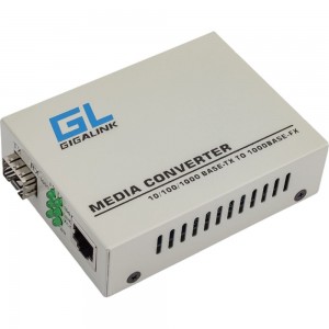 Конвертер UTP-SFP GIGALINK 10/100/1000Мбит/с в 1000Мбит/с GL-MC-UTPG-SFPG-F