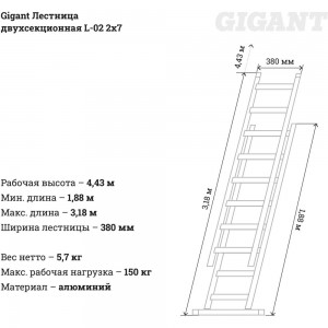 Двухсекционная лестница Gigant L-02 2х7