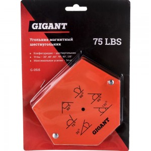 Угольник магнитный шестиугольник 75LBS Gigant G-0515