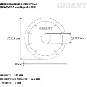 Диск алмазный сегментный (125x2x22.2 мм) Gigant G-1035