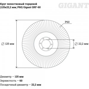 Круг лепестковый торцевой (125x22.2 мм; P60) Gigant GRF-60