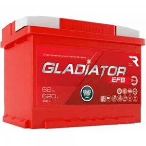 Аккумуляторная батарея Gladiator 62 А/ч, обратная полярность, тип вывода конус GEF6200