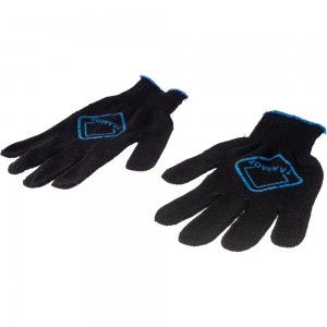 Хлопчатобумажные перчатки ГЛАВДОР GL-47, из 4-х ниток, хлопок с ПВХ, черные, 23 см /уп-10/200, 48572