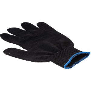 Хлопчатобумажные перчатки ГЛАВДОР GL-47, из 4-х ниток, хлопок с ПВХ, черные, 23 см /уп-10/200, 48572