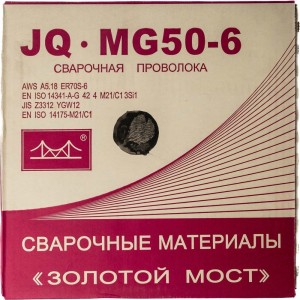 Проволока сварочная омеднённая JQ.MG50-6/ER70S-6 1 мм, 15 кг GOLDEN BRIDGE 109