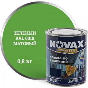 Грунт-эмаль Goodhim NOVAX 3в1 зеленый RAL 6018, матовая, 0,8 кг 39696
