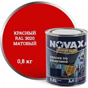 Грунт-эмаль Goodhim NOVAX 3в1 красный RAL 3020, матовая, 0,8 кг 39672