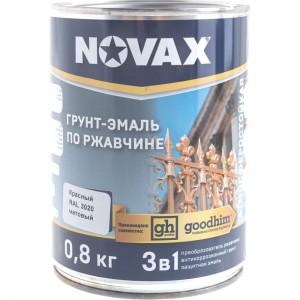 Грунт-эмаль Goodhim NOVAX 3в1 красный RAL 3020, матовая, 0,8 кг 39672