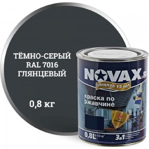 Грунт-эмаль Goodhim 3в1 novax темно-серый RAL 7016, глянцевая, 0,8 кг/0,8 л 10779