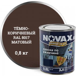 Грунт-эмаль Goodhim 3в1 novax темно-коричневый RAL 8017, матовая, 0,8 кг/0,8 л 39702