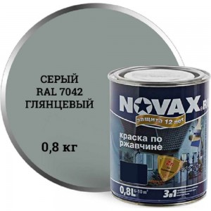 Грунт-эмаль Goodhim 3в1 novax серый RAL 7042, глянцевая, 0,8 кг/0,8 л 11455