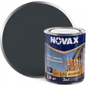 Грунт-эмаль Goodhim NOVAX 3в1 темно-серый RAL 7016, глянцевая, 2,8 кг 10960