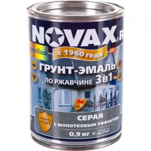 Грунт-эмаль по ржавчине с молотковым эффектом Goodhim NOVAX серый, 0.9 кг 39184