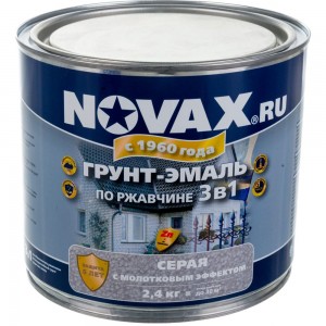 Грунт-эмаль по ржавчине с молотковым эффектом Goodhim NOVAX серый, 2.4 кг 39191