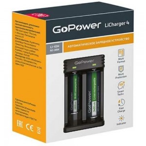 Зарядное устройство GoPower для аккумуляторов LiCharger 4 Ni-MH/Ni-Cd/Li-ion/IMR 2 слота (1/100) 00-00015360