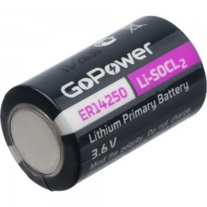 Батарейка GoPower 14250 1/2AA PC1 Li-SOCl2 3.6V (1/10/500) 00-00015329