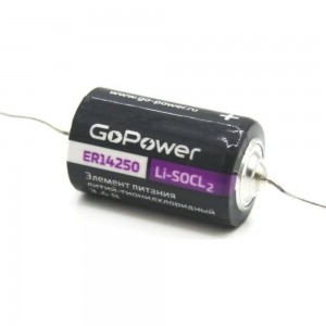 Батарейка GoPower 14250 1/2AA PC1 Li-SOCl2 3.6V с выводами (1/10/500) 00-00015330