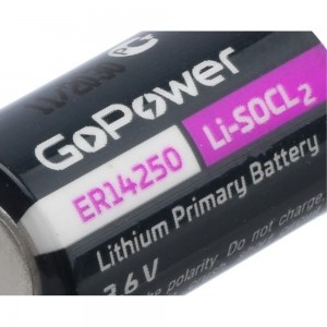 Батарейка GoPower 14250 1/2AA PC1 Li-SOCl2 3.6V с выводами (1/10/500) 00-00015330