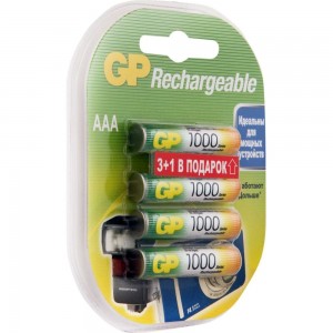 Перезаряжаемые аккумуляторы GP 100AAAHC AAA, емкость 1000 мАч - 4 шт 100AAAHC3/1-2CR4