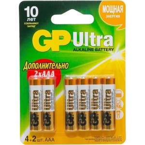 Алкалиновые батарейки GP AA 4+2 шт Ultra Alkaline 15А 15AU4/2-CR6 Ultra