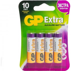 Алкалиновые батарейки GP АА 4 шт Extra Alkaline 15А 15AX-2CR4 Extra