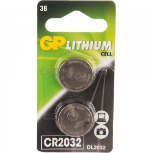 Литиевая дисковая батарейка GP Lithium CR2032 2 шт CR2032-7CR2