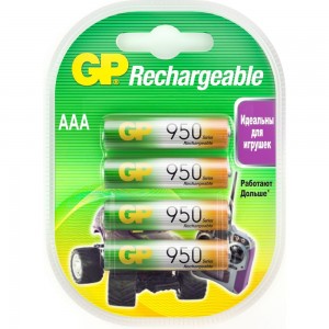 Перезаряжаемые аккумуляторы GP AAA 950 мАч 4 шт 95AAAHC-2DECRC4