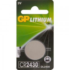 Литиевая дисковая батарейка GP Lithium CR2430 - 1 шт. в блистере. CR2430-8C1