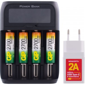 Перезаряжаемые аккумуляторы GP 270AAHC AA 4шт зарядное устройство с USB кабелем 270AAHC/MHSPBA-2CR4