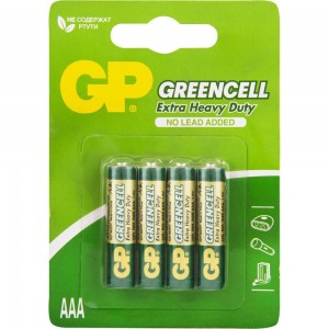 Солевые батарейки GP greencell 24g aaa - 4 шт. в блистре GP 24G-2CR4