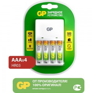 Комплект зарядного устройства kb01 и четырех аккумуляторов аaа емкостью 1000 мач GP 651