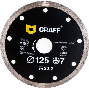 Диск алмазный сплошной по керамической плитке (125х22.23 мм; 7х2 мм) GRAFF GDD 16 125.7