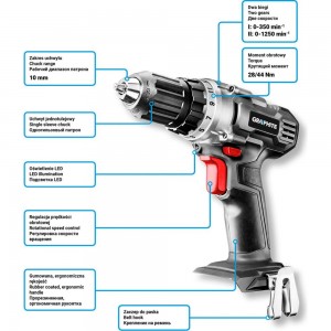 Аккумуляторная дрель-шуруповерт GRAPHITE Energy+ 58g000
