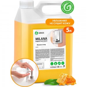Мыло жидкое увлажняющее Grass Milana молоко и мед для рук тела 5 л 126105