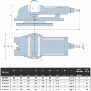 Станочные тиски GRIFF 125мм, 100мм, 16кг, поворотные, с закр. винтом, серия QH b241003