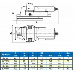 Станочные тиски GRIFF 125мм, 100мм, 16кг, поворотные, с закр. винтом, серия QH b241003