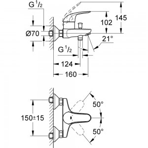 Смеситель для ванны GROHE Euroeco 32743000